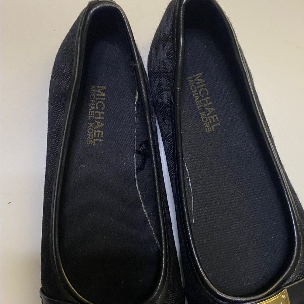 Michael Kors Black Flats with Gold Accents - Picture 3 of 5